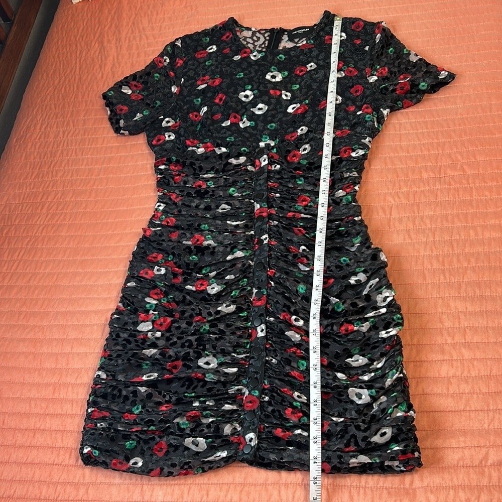 The Kooples Paris FLEUR NAÏVE BURNOUT Bodycon Ruching Dress Size French 3 US 8 - Picture 14 of 16